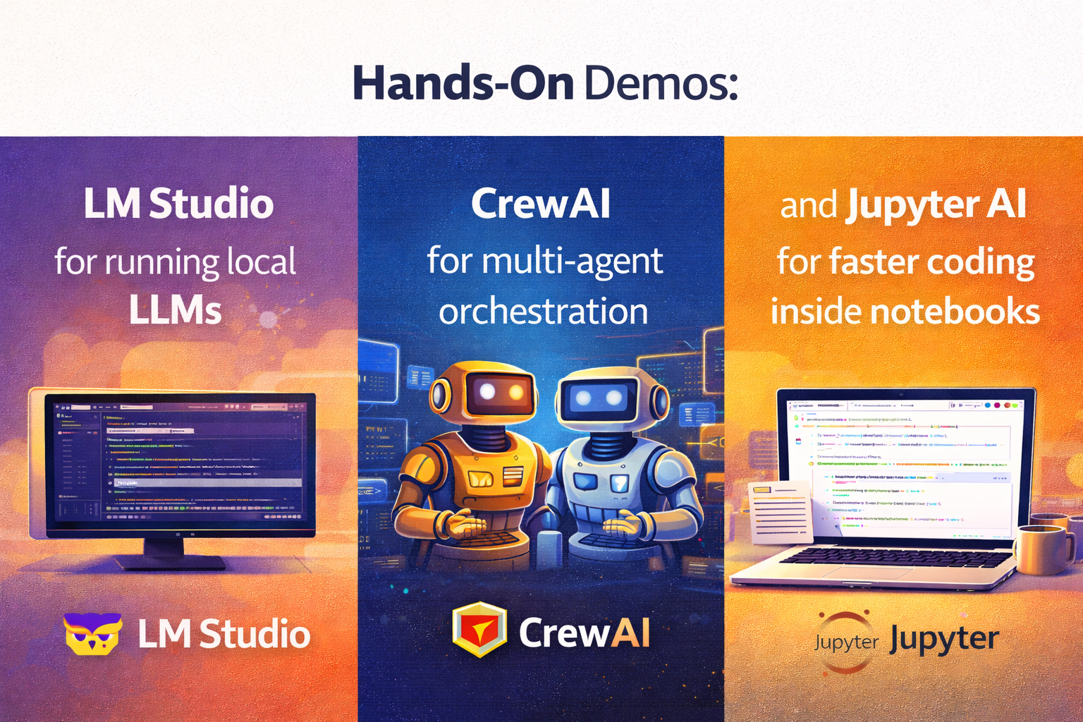 Thumbnail for LM Studio Live Demo, CrewAI Multi-Agent Systems & Jupyter AI Notebooks Explained
